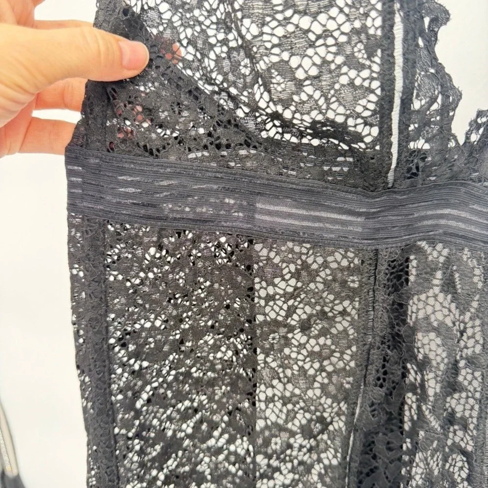 Victorias‎ Secret NWT Lace Garter Chemise Black Halter Lingerie Slip Size MD